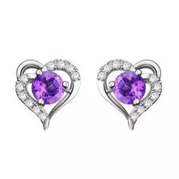 Серьги из натурального аметиста, любимые серьги в форме сердца, серьги Love, украшения для темперамента, уши в форме сердца Love