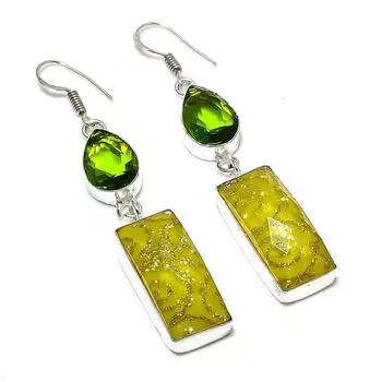 Серьги из натурального балтийского янтаря, перидота из стерлингового серебра 925 пробы 2,76 дюйма e8V86