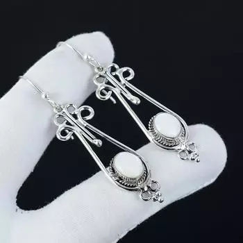 Серьги из натурального белого коралла, серьги из стерлингового серебра 925 пробы, серьги-подвески из серебра ручной работы в стиле бохо, подарки из ваты 2.55 белый