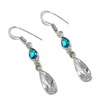 Серьги из натурального белого топаза, стерлингового серебра 925 пробы с топазом 1,97 дюйма J6F49