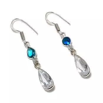 Серьги из натурального белого топаза, синего серебра 925 пробы 1,97 дюйма C8o56