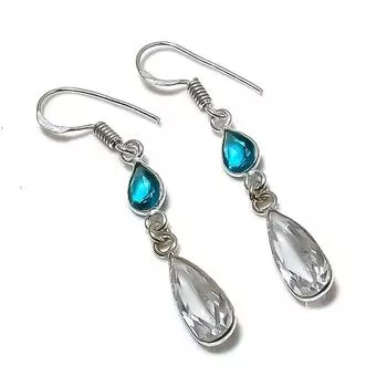 Серьги из натурального белого топаза, стерлингового серебра 925 пробы с топазом 1,97 дюйма c1U61