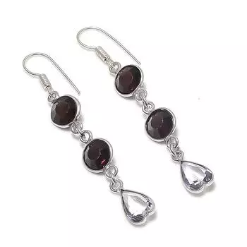 Серьги из натурального белого топаза, дымчатого топаза из стерлингового серебра 925 пробы 2,36 дюйма r2E95