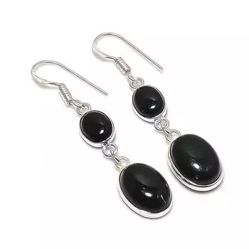 Серьги из натурального черного оникса из стерлингового серебра 925 пробы 1,97 дюйма f3n75