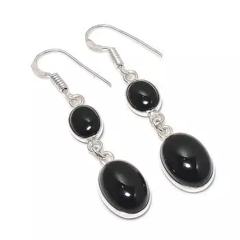 Серьги из натурального черного оникса из стерлингового серебра 925 пробы 2,01 дюйма y8A53