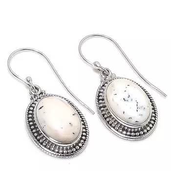 Серьги из натурального дендрита и опала, 925 пробы, подарочные, 1,25 дюйма, a9B54