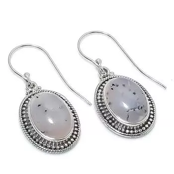 Серьги из натурального дендрита и опала из стерлингового серебра 925 пробы 1,25 дюйма n3S41