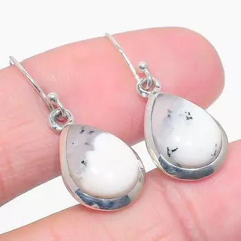 Серьги из натурального дендрита и опала, из чистого серебра 925 пробы, 1,25 дюйма, f0m56