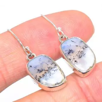 Серьги из натурального дендрита и опала, 925 пробы, подарочные, 1,25 дюйма, F5j31