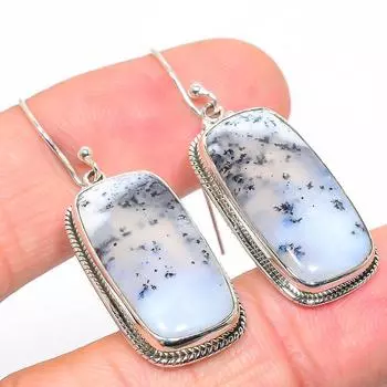 Серьги из натурального дендрита и опала, драгоценный камень, стерлинговое серебро 925 пробы, 1,75 дюйма, y8H45