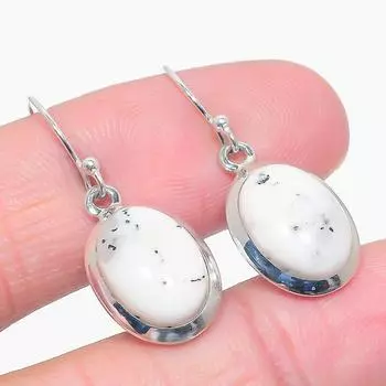 Серьги из натурального дендрита и опала, 925 пробы, подарочные, 1,50 дюйма, F7D98
