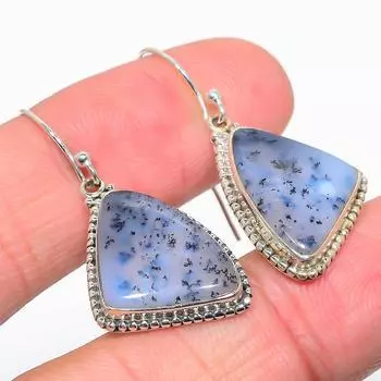 Серьги из натурального дендрита и опала, 925 пробы, подарочные, 1,75 дюйма, A3K56