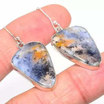 Серьги из натурального дендрита и опала, из чистого серебра 925 пробы, 1,75 дюйма, l5U35