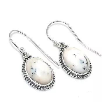 Серьги из натурального дендрита и опала, 925 пробы, подарочные, 1,50 дюйма, J4k22