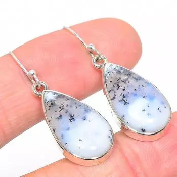 Серьги из натурального дендрита и опала, из чистого серебра 925 пробы, 1,50 дюйма, R6Y49