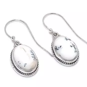 Серьги из натурального дендрита и опала, драгоценный камень, стерлинговое серебро 925 пробы, 1,25 дюйма, d2q43
