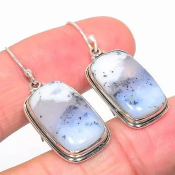 Серьги из натурального дендрита и опала, 925 пробы, подарочные, 1,50 дюйма, i9c54