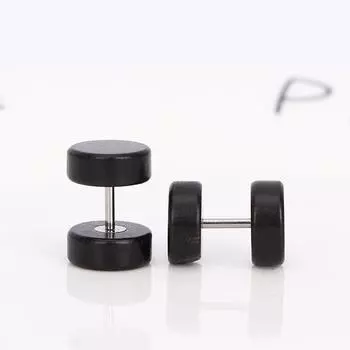 Серьги из натурального дерева из нержавеющей стали для мужчин и женщин, серьги-гвоздики в форме штанги, антиаллергические украшения для тела чёрный
