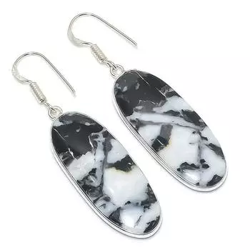 Серьги из натурального драгоценного камня Zebra Jasper из стерлингового серебра 925 пробы 2,21 дюйма D7U60