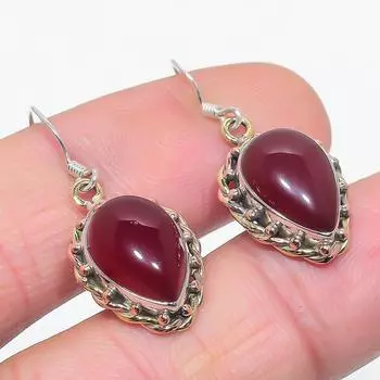 Серьги из натурального драгоценного камня сердолик ручной работы из цельного серебра 925 пробы 1,50 дюйма U1n55