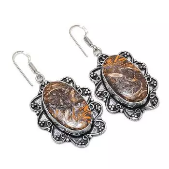 Серьги из натурального драгоценного камня Mariam Jasper из стерлингового серебра 925 пробы 2,17 дюйма h3N61