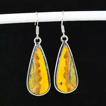 Серьги из натурального драгоценного камня Bumble Bee, старинные серьги из стерлингового серебра 925 пробы, серьги-подвески из серебра в стиле бохо, подарки на День матери, подарки для нее 5.5 Cm жёлтый