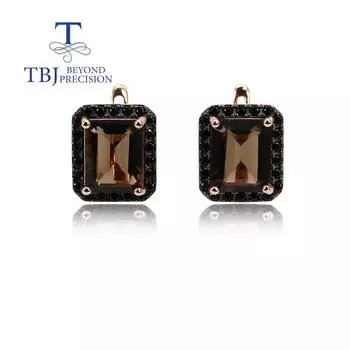 Серьги из натурального дымчатого кварца, ювелирные изделия из драгоценных камней, серебро 925 пробы, розовое золото, женские серьги, модный прекрасный подарок M коричневый