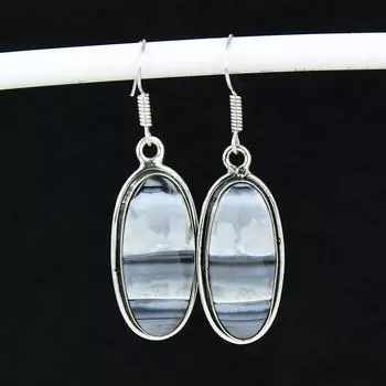 Серьги из натурального голубого драгоценного камня Шеелит, старинные серьги из стерлингового серебра 925 пробы, серьги-подвески из серебра в стиле бохо, подарки на помолвку, подарки для нее 5.5 Cm синий