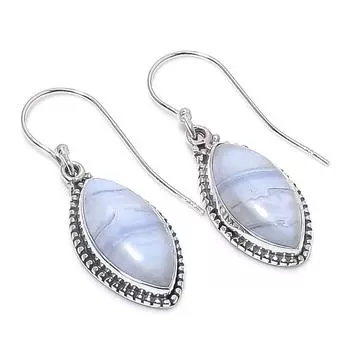 Серьги из натурального голубого кружевного агата, стерлингового серебра 925 пробы, 1,50 дюйма, n7u28