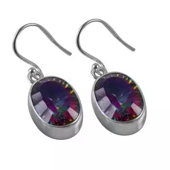 Серьги с драгоценными камнями «Мистический топаз», твердые серьги из стерлингового серебра 925 пробы, серьги ручной работы, ювелирные изделия, подарок для женщин и девочек, E-2021 синий