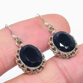 Серьги из натурального голубого солнечного камня, 925 пробы, подарочные, из стерлингового серебра, 1,50 дюйма, y0q96
