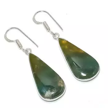 Серьги из натурального индийского мохового агата из стерлингового серебра 925 пробы 1,77 дюйма U2E47
