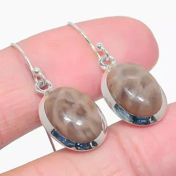 Серьги из натурального ископаемого коралла из стерлингового серебра 925 пробы 1,25 дюйма w7y25