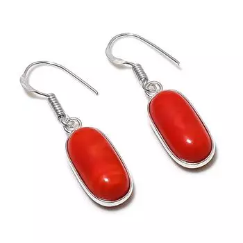 Серьги из натурального итальянского красного коралла из стерлингового серебра 925 пробы 1,58 дюйма o7K89