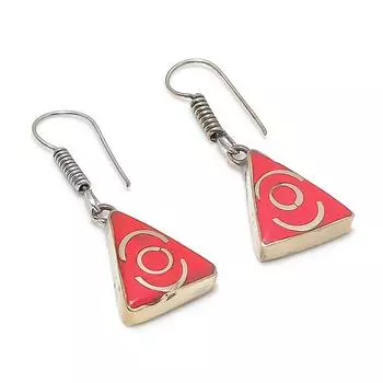 Серьги из натурального итальянского красного коралла из стерлингового серебра 925 пробы 1,50 дюйма d3z37