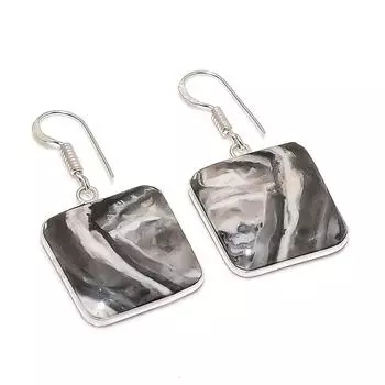 Серьги из натурального кальцитового агата, стерлингового серебра 925 пробы, 1,58 дюйма, S8F09