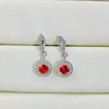 Серьги из натурального камня гессонит, серебряные серьги 925 пробы с несколькими камнями для женщин