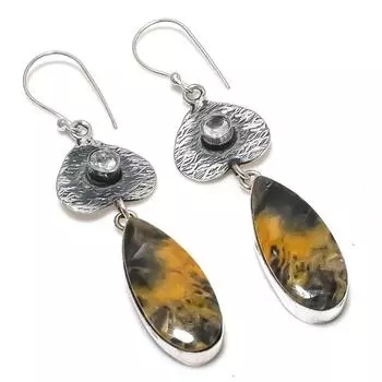 Серьги из натурального камня Sonora Sunrise, белого топаза, стерлингового серебра 925 пробы, 2,84 дюйма, v1O02