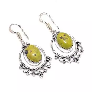 Серьги из натурального камня стихтит, драгоценный камень, стерлинговое серебро 925 пробы, 1,81 дюйма, c6U23