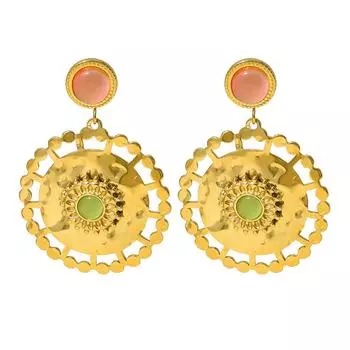 Серьги из натурального камня в стиле французского суда Серьги из нержавеющей стали Весенние и летние титановые стальные гвоздики