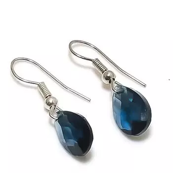 Серьги из натурального кварца иолита, стерлингового серебра 925 пробы, 1,06 дюйма, N8G57