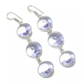 Серьги из натурального кварца танзанита из стерлингового серебра 925 пробы 2,99 дюйма C9z21