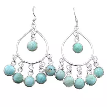 Серьги из натурального ларимара, серьги из стерлингового серебра 925 пробы, серебряные серьги, серьги с драгоценными камнями, серьги для невесты, серьги для женщин, рождественский подарок 2 синий/серебряный