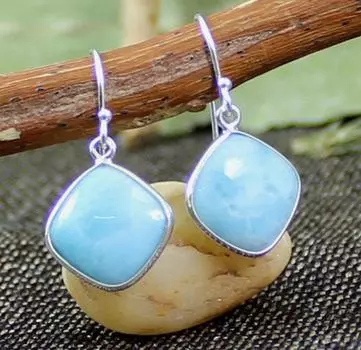 Серьги из натурального ларимара, серьги из стерлингового серебра 925 пробы, подарок для нее, свадебный подарок, серьги с ободом, женские украшения