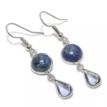 Серьги из натурального лазурита и аметиста из стерлингового серебра 925 пробы 1,77 дюйма l8G25