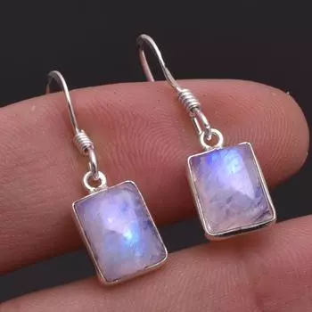 Серьги из натурального лунного камня с июньским камнем, ювелирные изделия ручной работы из стерлингового серебра 925 пробы белый