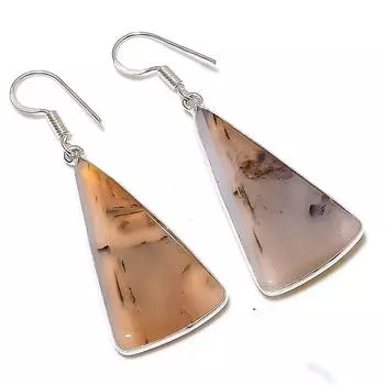 Серьги из натурального монтано-агата, ручной работы, из стерлингового серебра 925 пробы, 2,05 дюйма, h4k81