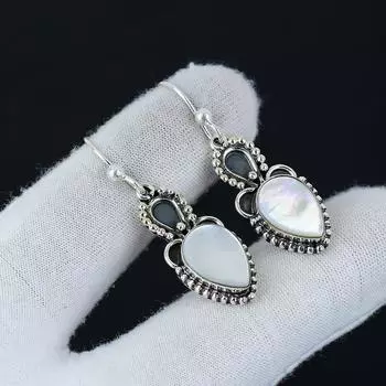 Серьги из натурального перламутра, серьги из стерлингового серебра 925 пробы, серьги-подвески ручной работы в стиле бохо, серебряные украшения, подарки на день рождения 1.96 белый