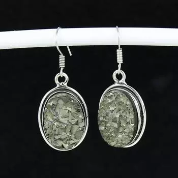 Серьги из натурального пирита, друзы, драгоценный камень, старинные, серебряные, серьги, бохо, серебряные украшения, серьги-подвески, подарки для женщин, подарки для нее 5.5 mm зелёный