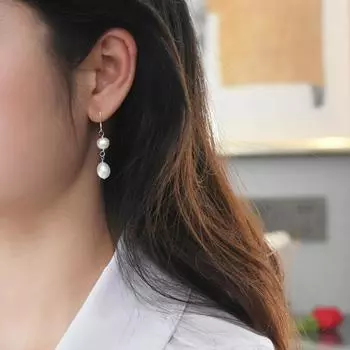 Серьги из натурального пресноводного барочного жемчуга 925 пробы, ювелирные изделия, подарки для женщин белый